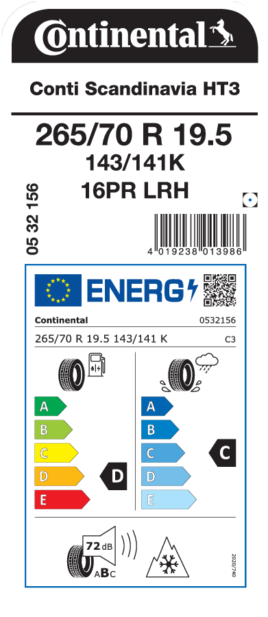 265/70R19.5 CONTINENTAL CONTI SCANDINAVIA HT3 EU LRJ 18PR M+S