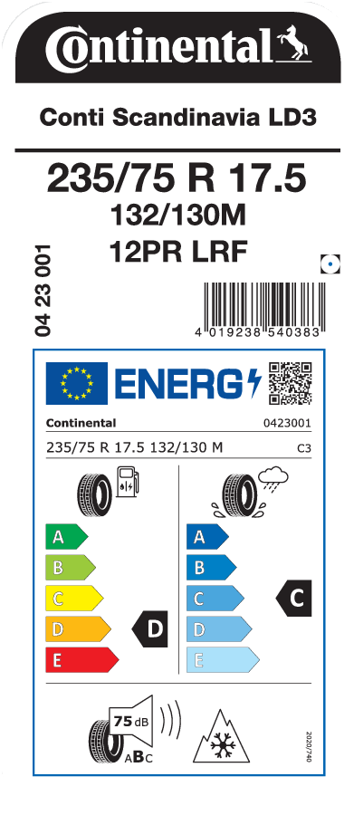 235/75R17.5 CONTINENTAL CONTI SCANDINAVIA LD3 EU LRF 12PR M+S