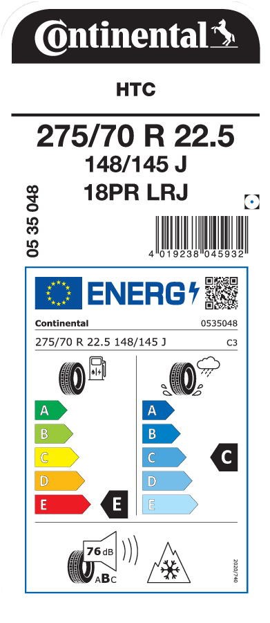 275/70R22.5 CONTINENTAL HTC EU LRH 16PR M+S