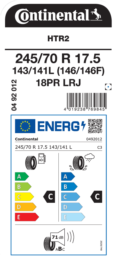 245/70R17.5 CONTINENTAL HTR2 EU LRJ 18PR