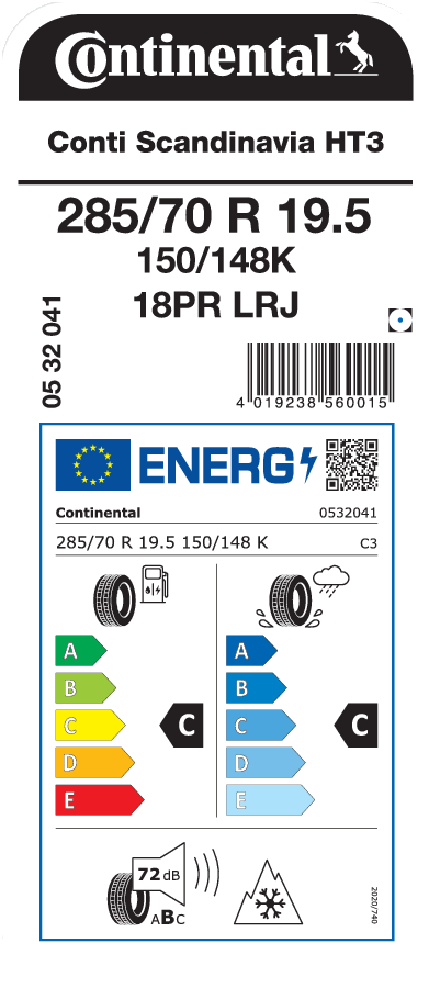 285/70R19.5 CONTINENTAL CONTI SCANDINAVIA HT3 EU LRJ 18PR M+S