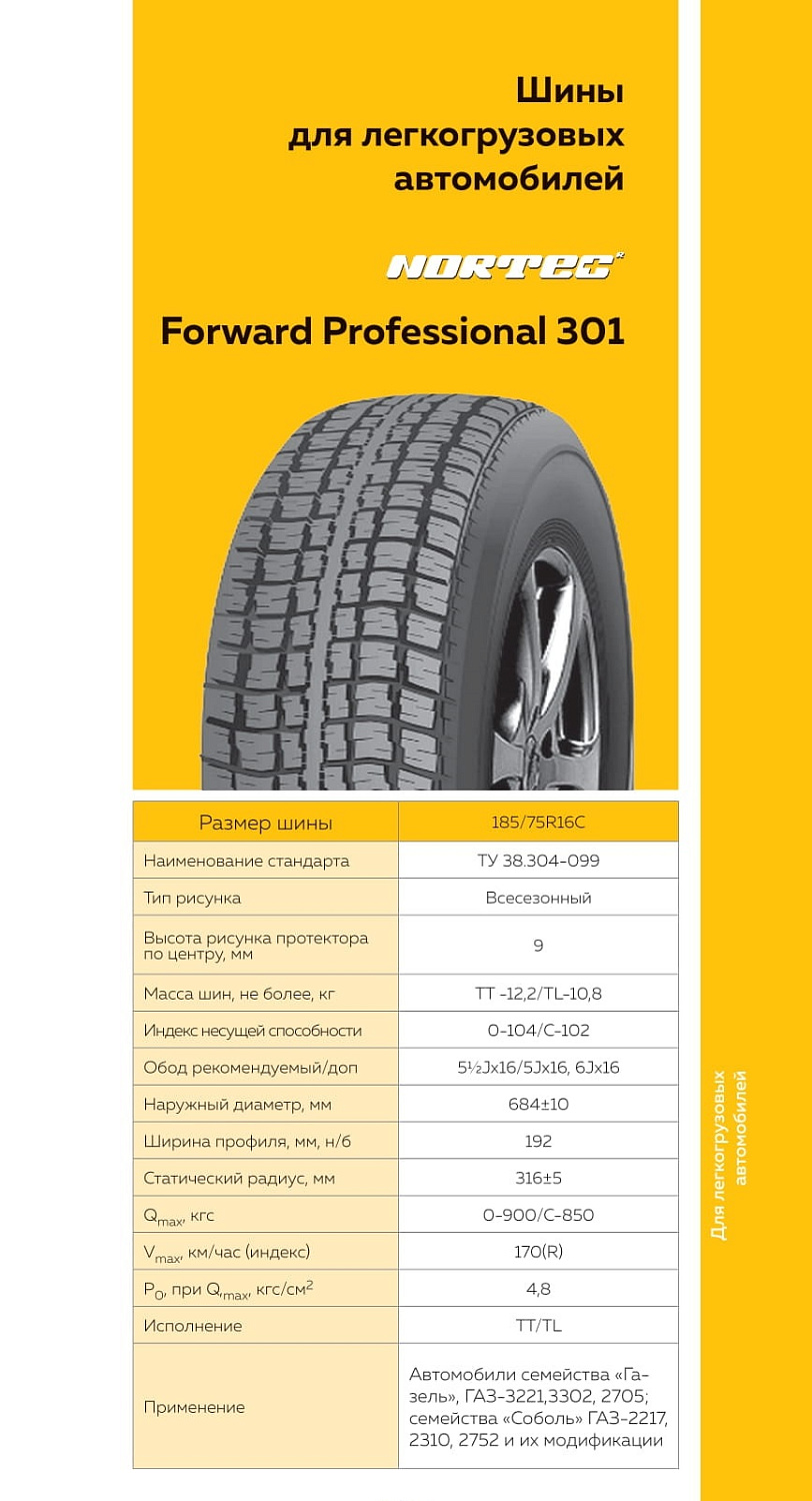 Шина FORWARD PROFESSIONAL 301 185/75 R16C 104/102R